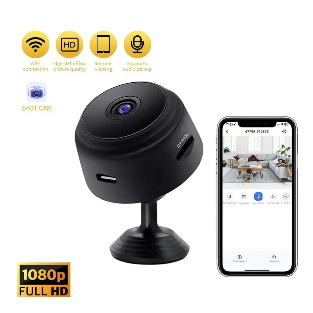 1080P HD Mini Camera With Night Vision WiFi For Home Surveillance Miss A Moment