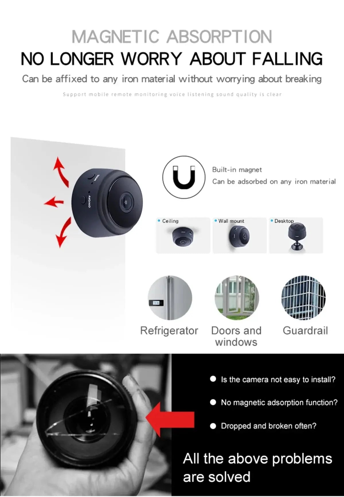 1080P HD Mini Camera With Night Vision WiFi For Home Surveillance Miss A Moment