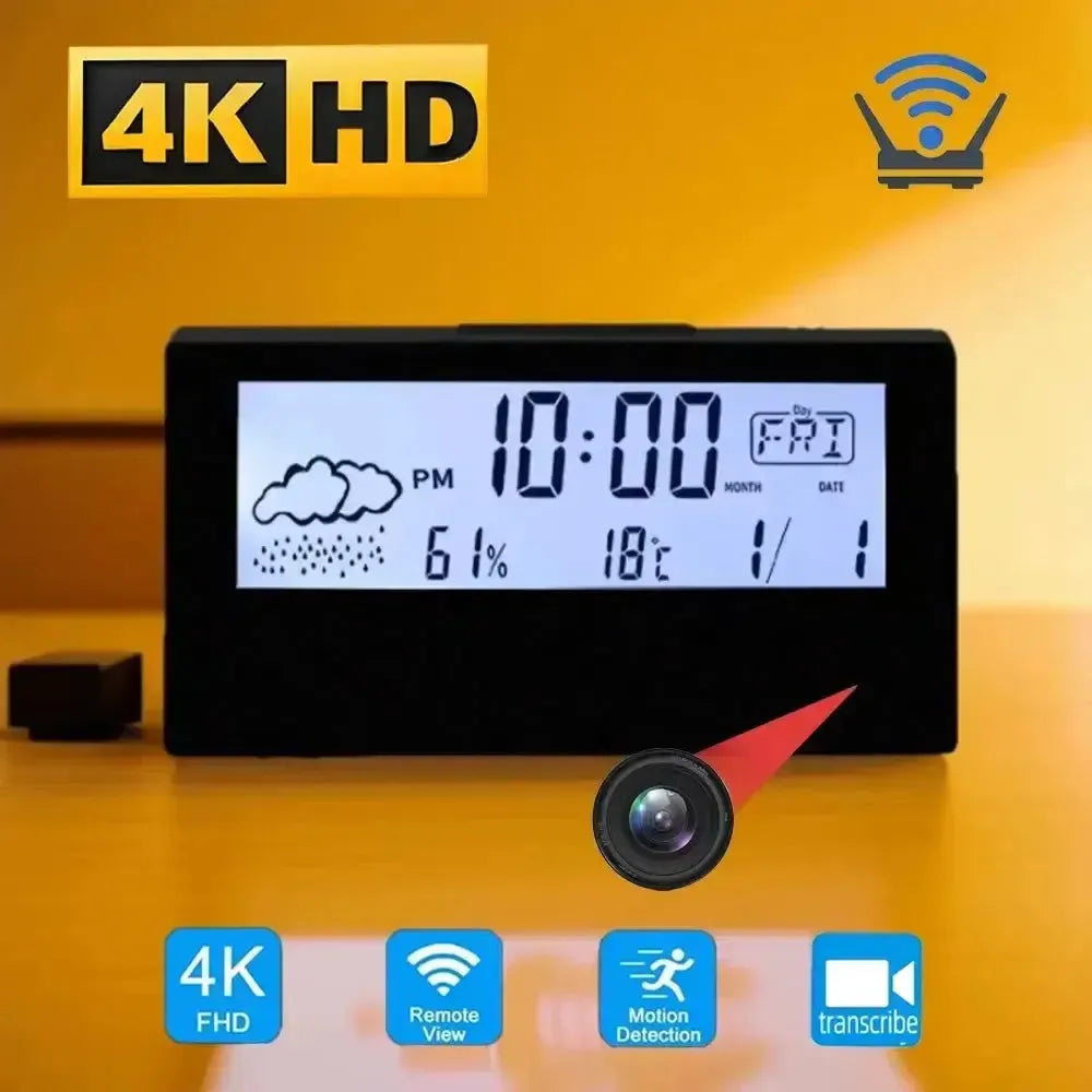 4K HD Mini Clock Camera With Remote Viewing And Motion Alerts For Home Security