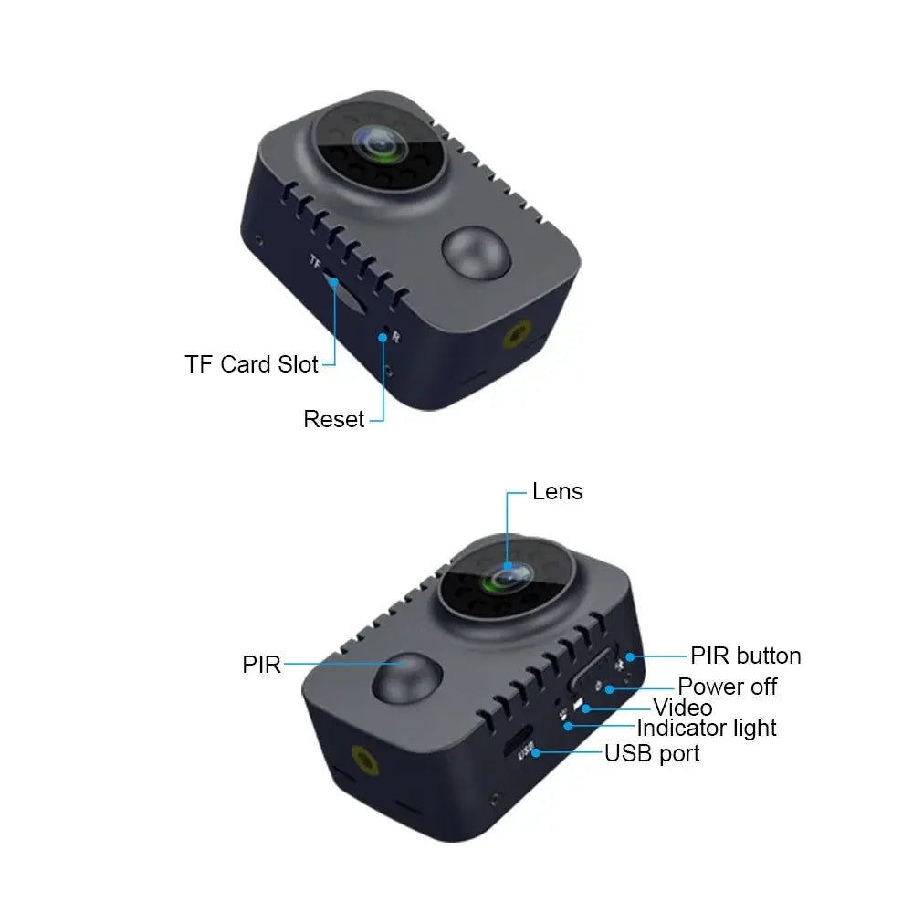 MD29 HD Mini Body Camera 1080P Security Pocket Cameras Motion Activated Small Nanny Cam for Cars Standby Espia Webcam 8H Working by stepyours.com