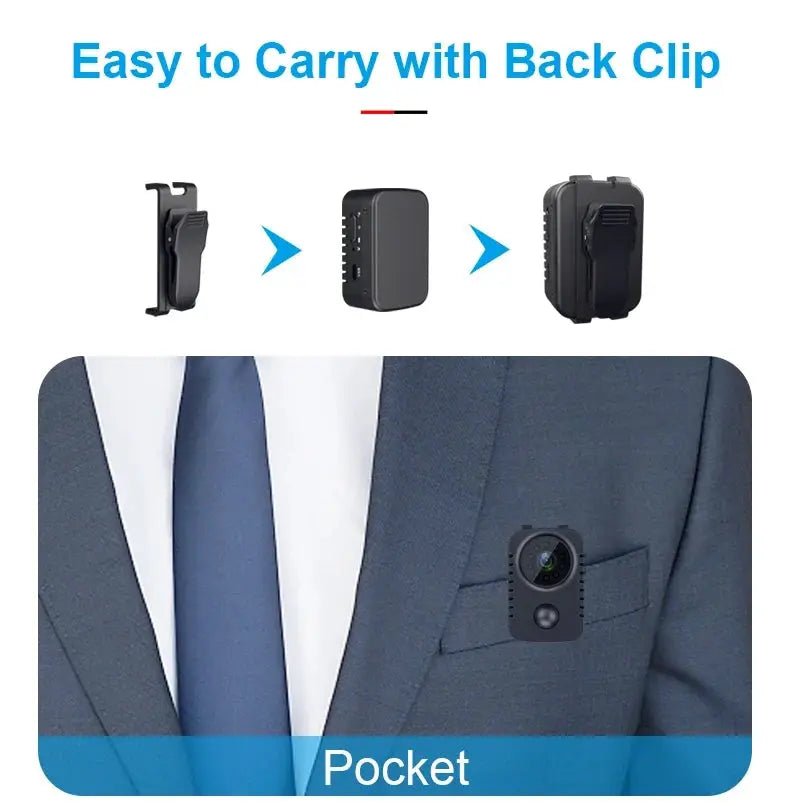 MD29 HD Mini Body Camera 1080P Security Pocket Cameras Motion Activated Small Nanny Cam for Cars Standby Espia Webcam 8H Working by stepyours.com