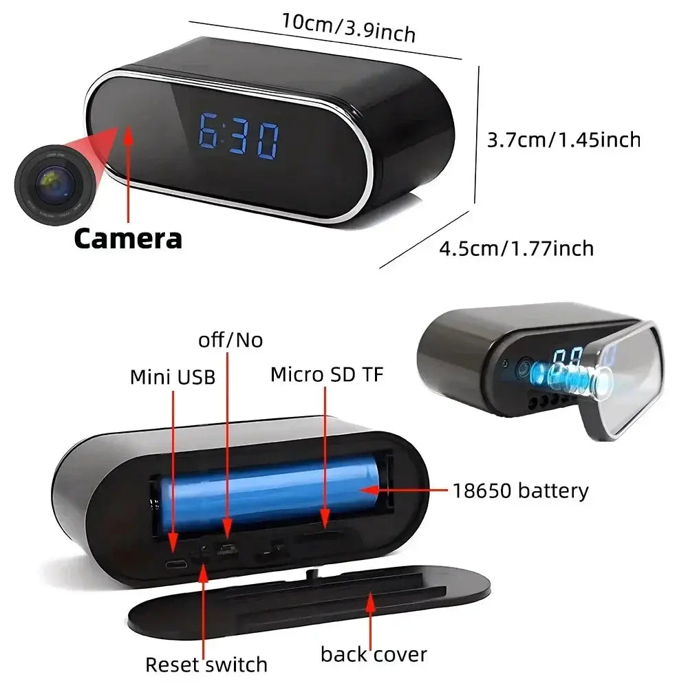 Improved 4KHD mini WiFi clock camera, supporting remote viewing, motion detection, infrared night vision, and home mini camera by stepyours.com