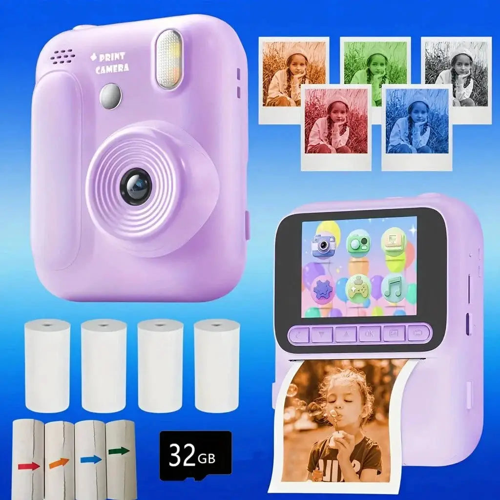 Color Printing Thermal Print Kids Instant Camera 32GB 1080P Digital Gift - stepyours.com