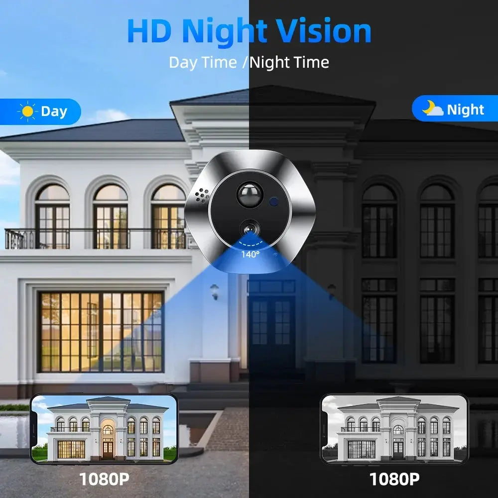 WSDCAM Mini Camera Two Way Talk Audio Doorbell Tuya Wifi Smart Video Peephole PIR Motion Detection APP Remote View by stepyours.com