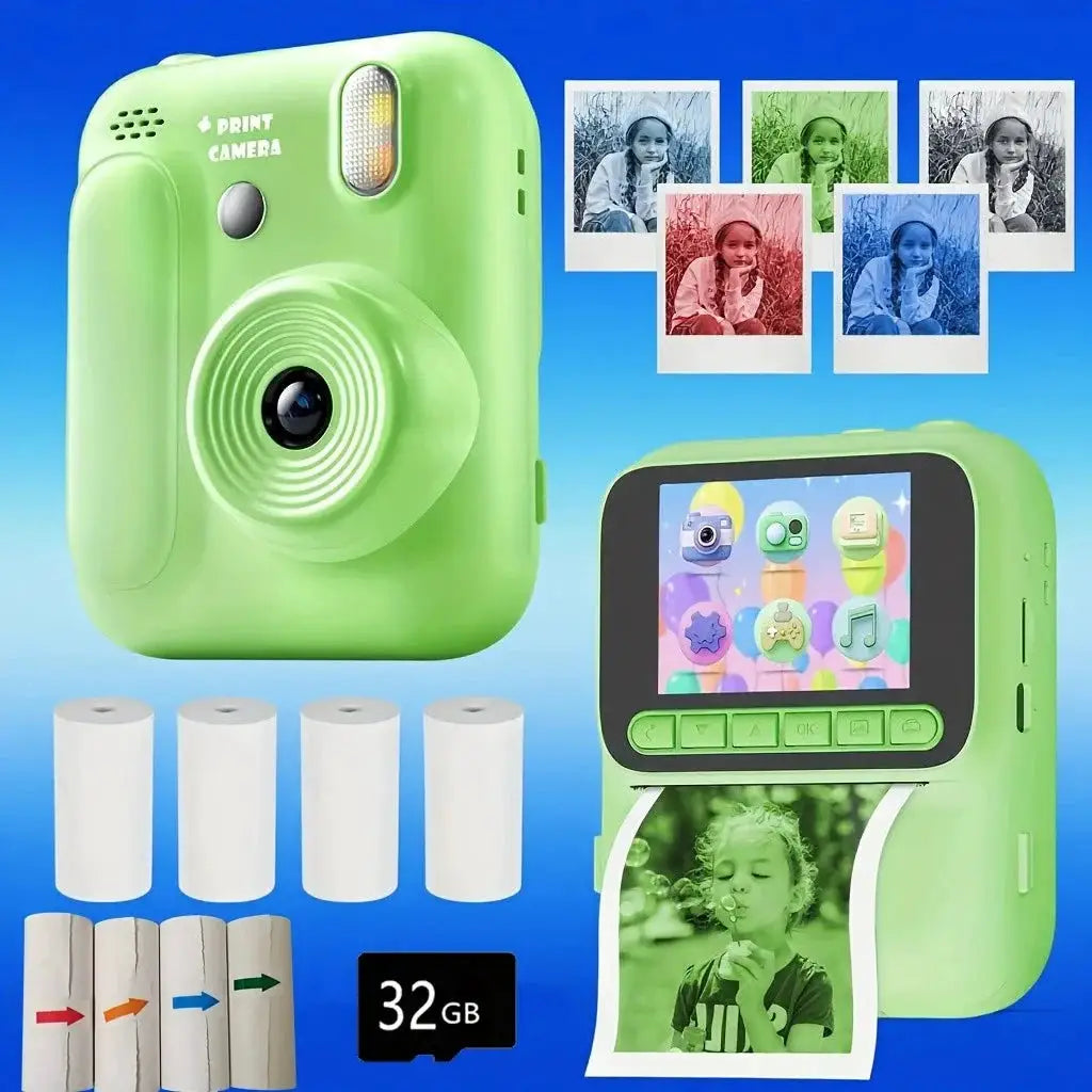 Color Printing Thermal Print Kids Instant Camera 32GB 1080P Digital Gift - stepyours.com