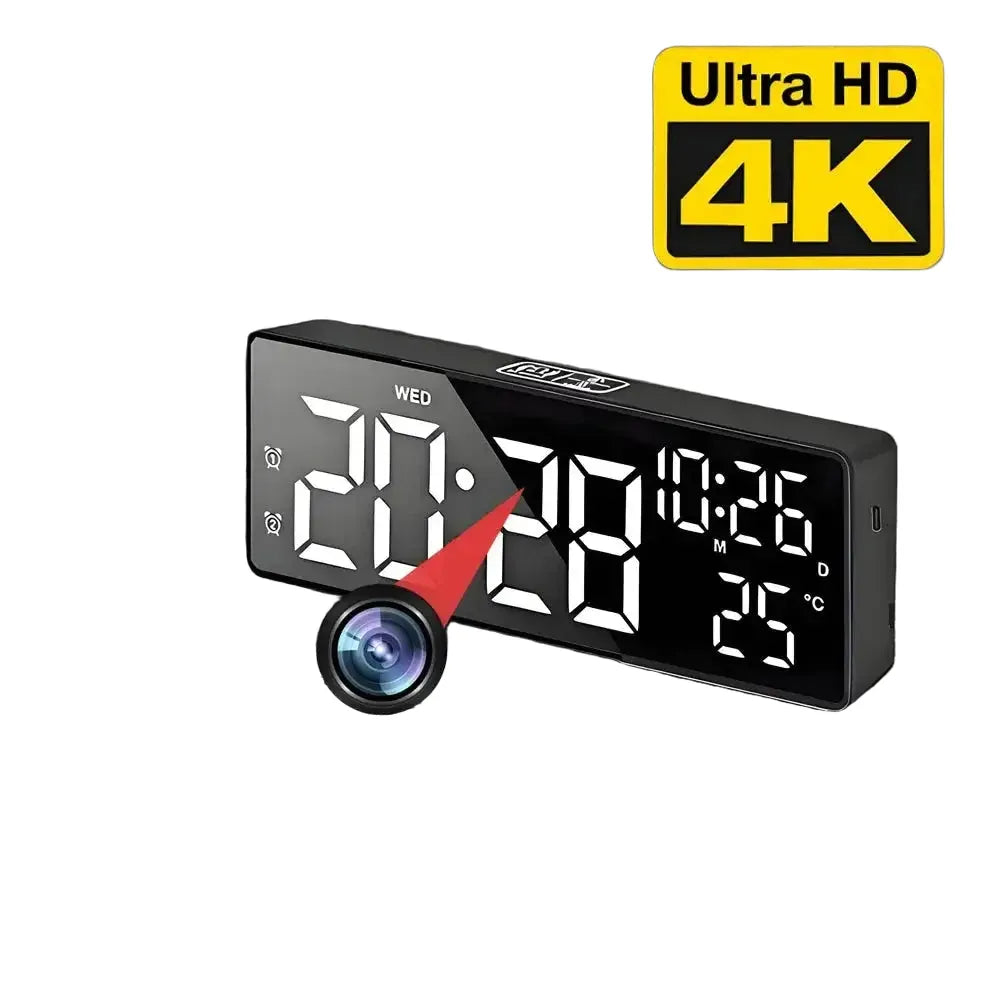 Mini 4K HD Camera, Supports Remote Viewing, Motion Detection, Digital Lights Can Be Turned Off, Ringing Alarm Clock Camera