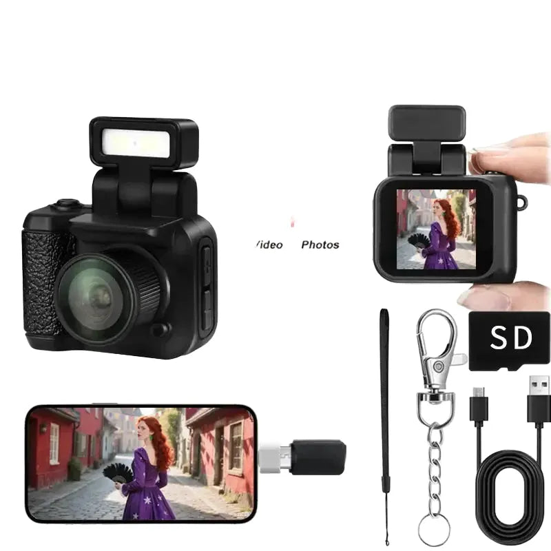 Y4000 Mini Keychain Camera With Screen HD 1080P Portable Retro kids Cam Ultra Compact Pocket DV Video Recorder With Flash Lamp