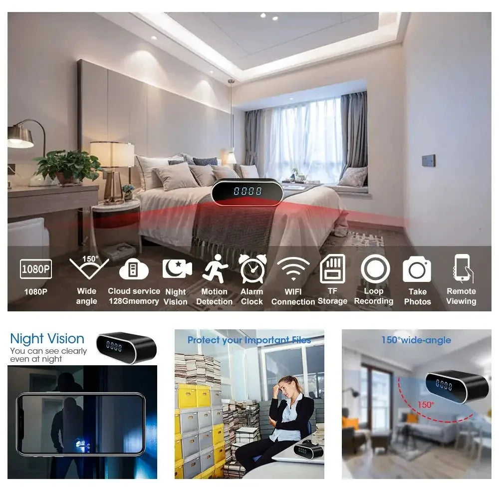 Discreet Full HD 1080P Clock Camera With WiFi IR Night Vision DVR