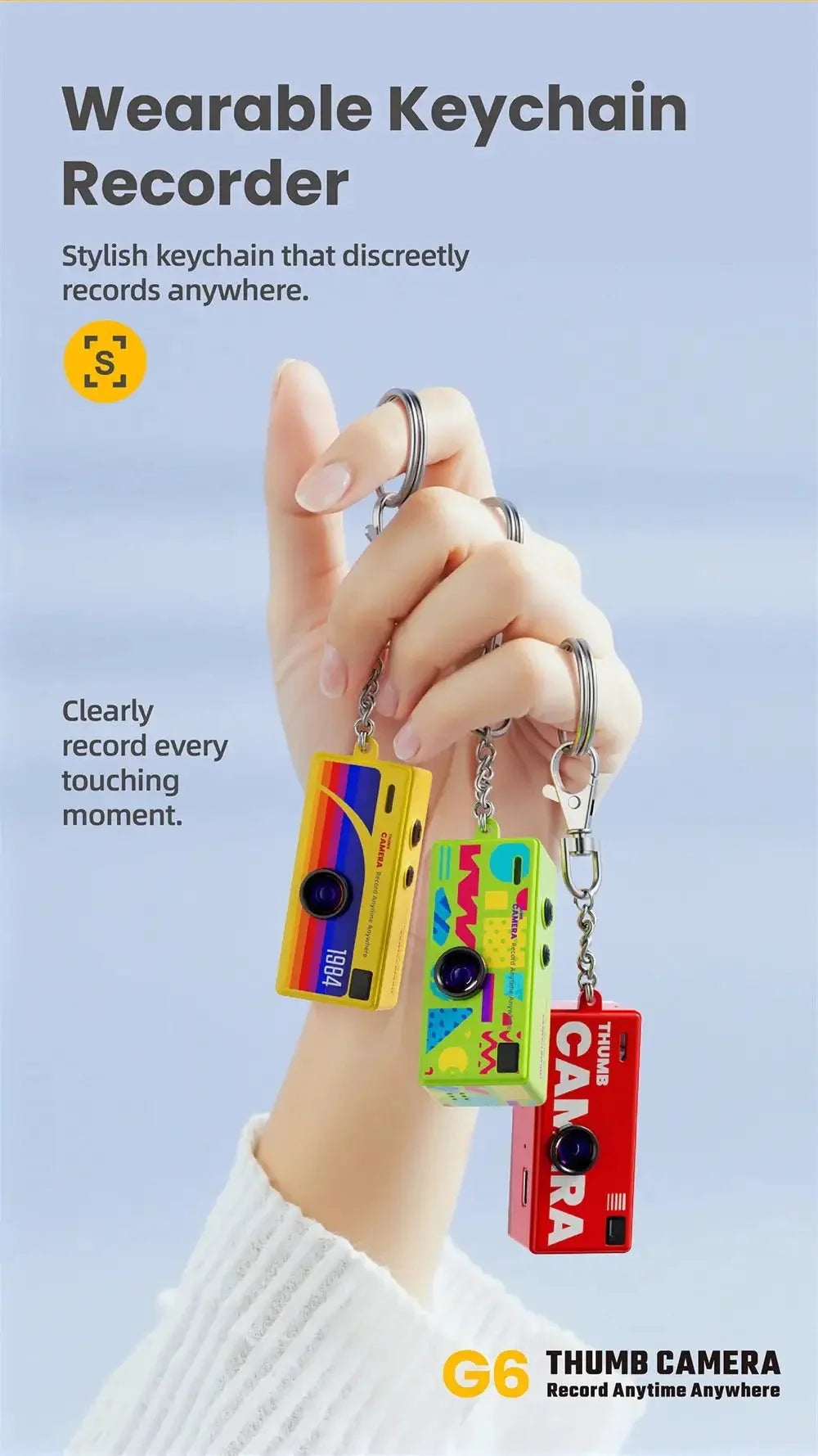G6 Retro Mini Keychain Camera 1080P HD Recorder 130 Degree Ultra Wide Angle