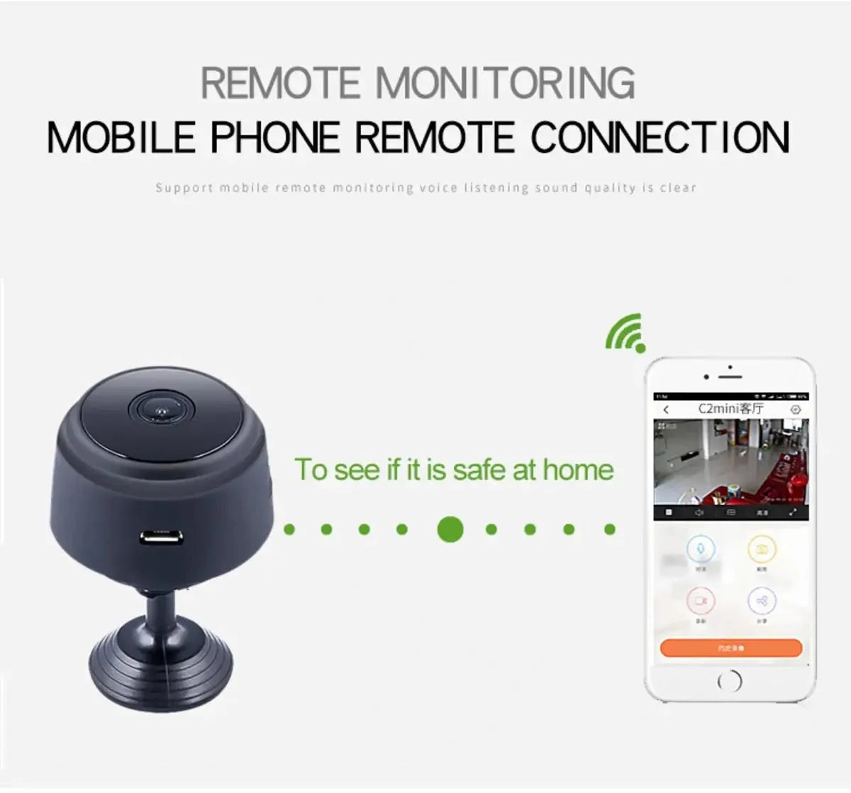 1080P HD Mini Camera With Night Vision WiFi For Home Surveillance Miss A Moment
