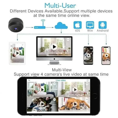 1080P HD Mini Camera With Night Vision WiFi For Home Surveillance Miss A Moment