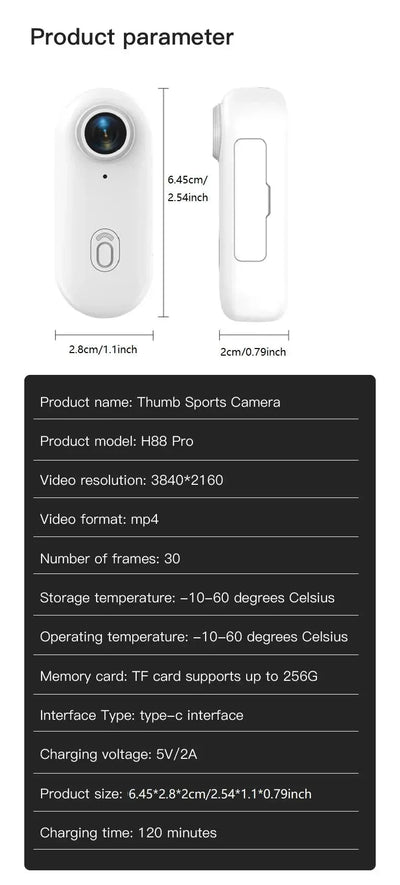 4K 64GB Mini Body Camera Wearable Camcorder With Audio Waterproof Always Ready