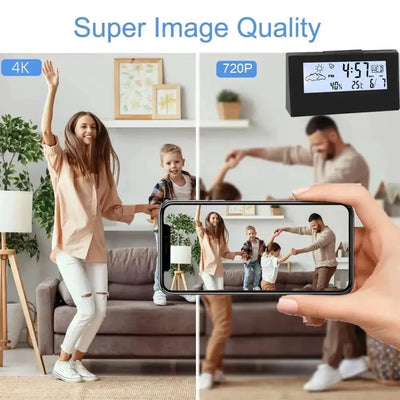 4K HD Mini Clock Camera With Remote Viewing And Motion Alerts For Home Security