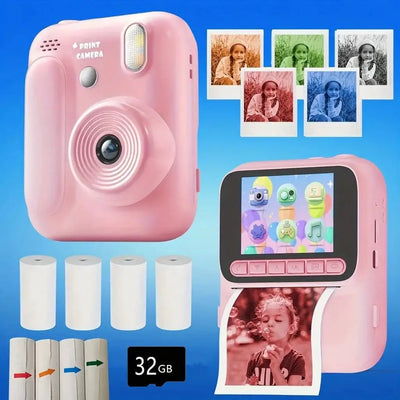 Color Printing Thermal Print Kids Instant Camera 32GB 1080P Digital Gift - stepyours.com