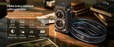 CHUZHAO Vintage Mini Digital Camera Autofocus 12MP 1080P FHD Vlogging Portable - stepyours.com