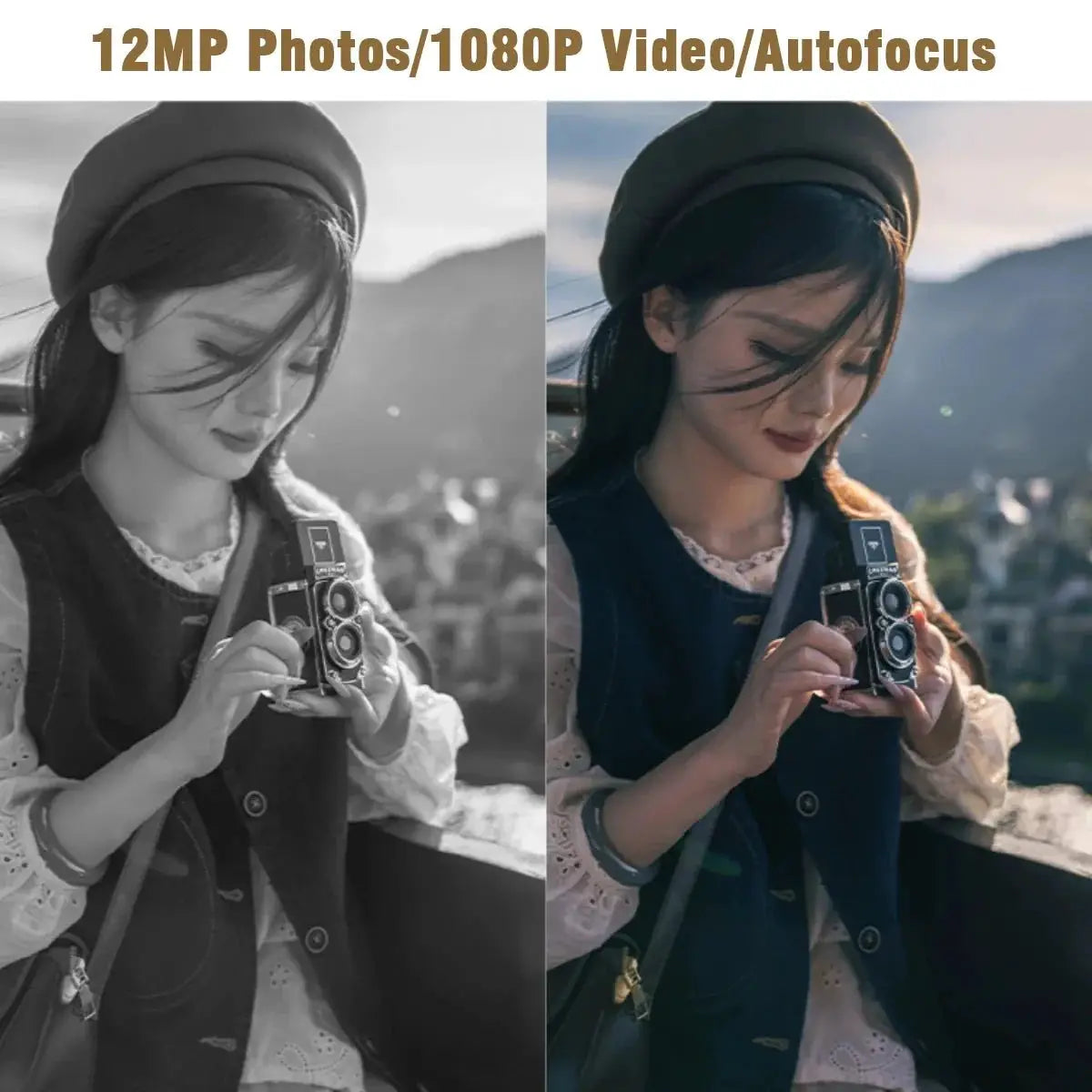 CHUZHAO Vintage Mini Digital Camera Autofocus 12MP 1080P FHD Vlogging Portable - stepyours.com