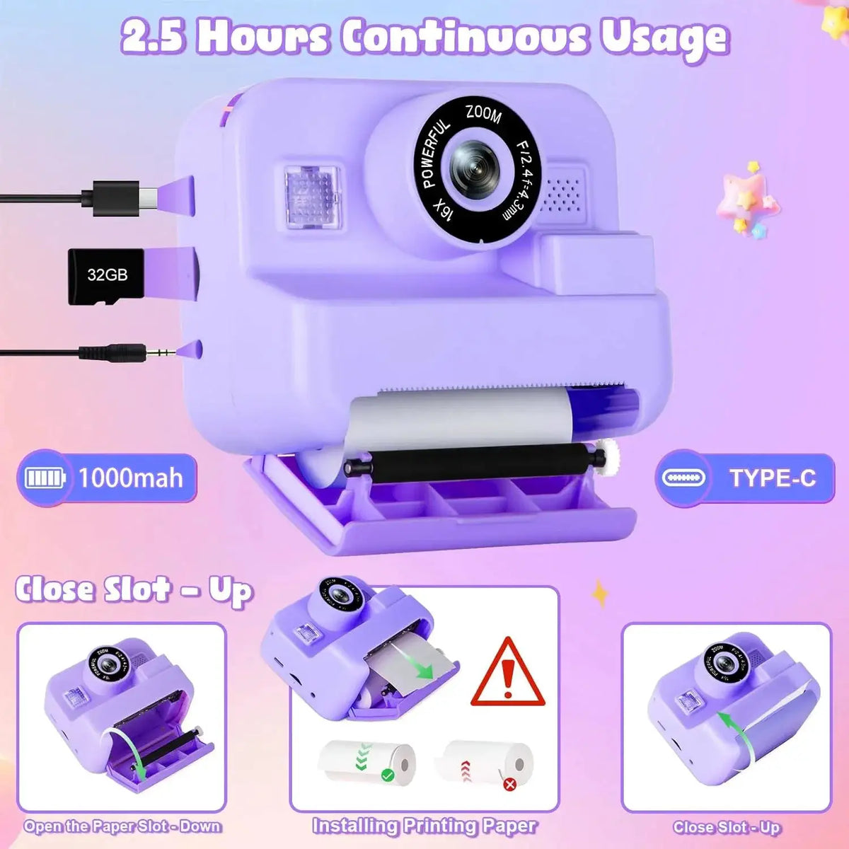 IAURA Educational Kids Camera 1080P Mini Video Camera With 32GB Card - stepyours.com