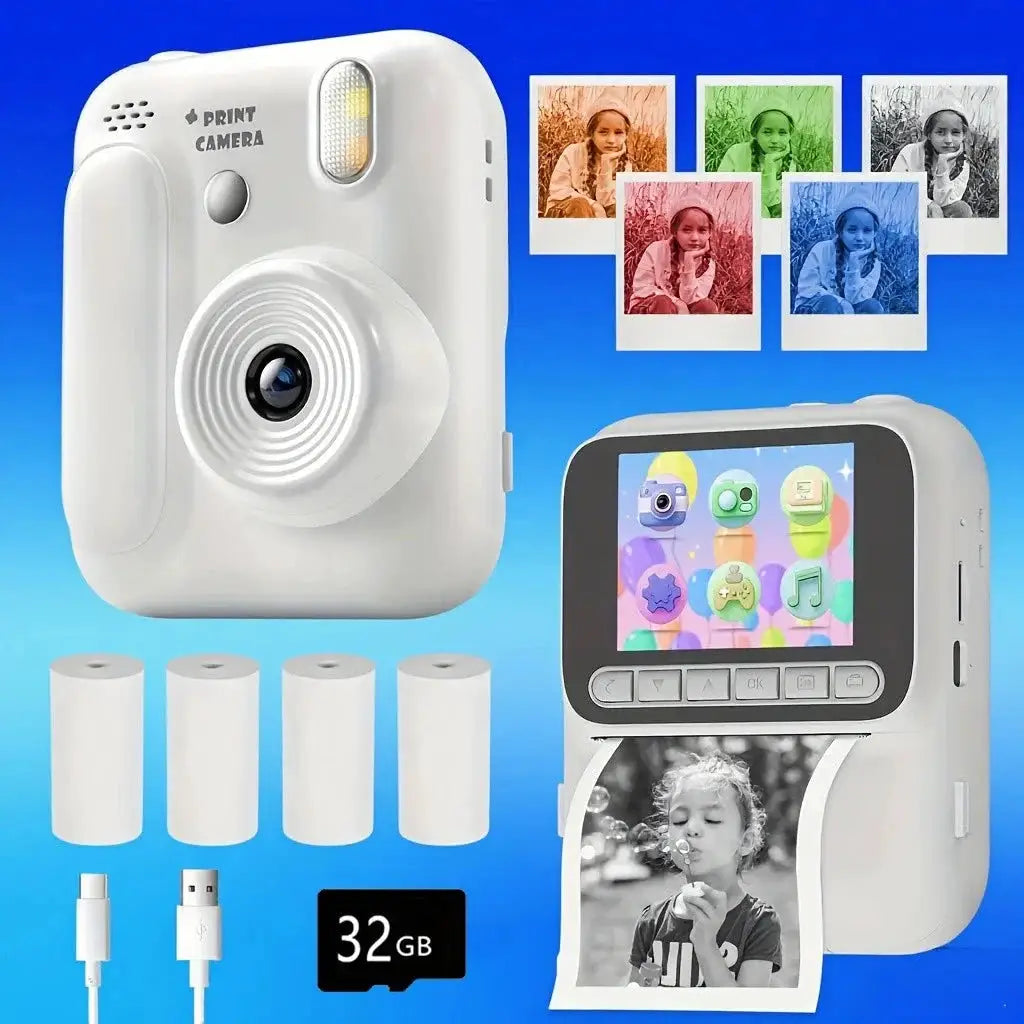 Color Printing Thermal Print Kids Instant Camera 32GB 1080P Digital Gift - stepyours.com