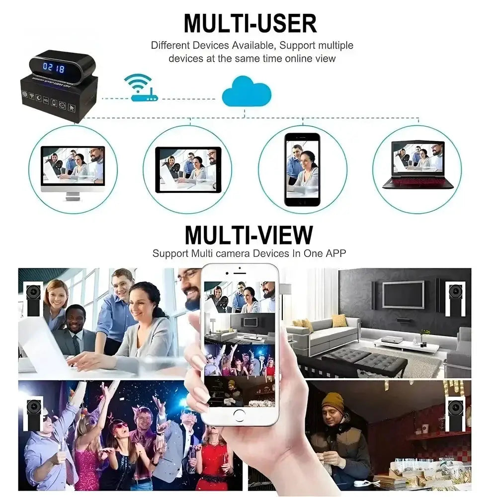 Improved 4KHD mini WiFi clock camera, supporting remote viewing, motion detection, infrared night vision, and home mini camera by stepyours.com