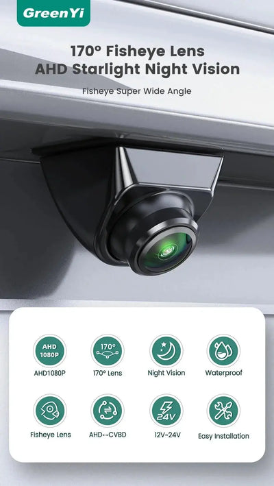 GreenYi 170 Degree AHD Car Rear View Camera Mini Fisheye 360 Degree Night Vision - stepyours.com