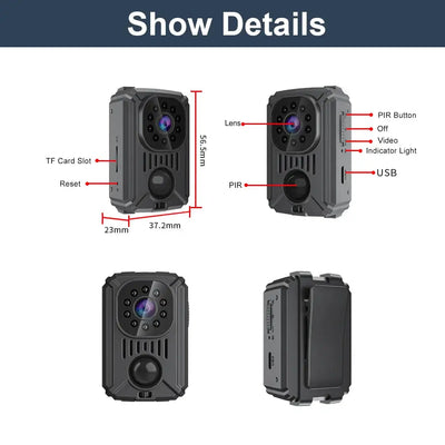 MD31 Mini PIR Video Body Camera Back Clip Photography DV Smart Camera HD 1080P Recorder Motion Activated Small For Car Nanny Cam