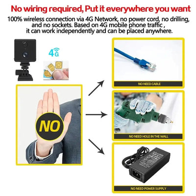 5MP Mini Camera 4G IP CCTV Two Way Audio 3000mAh Battery 64GB Night Vision - stepyours.com
