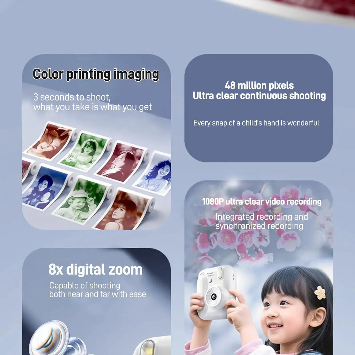 Color Printing Thermal Print Kids Instant Camera 32GB 1080P Digital Gift - stepyours.com