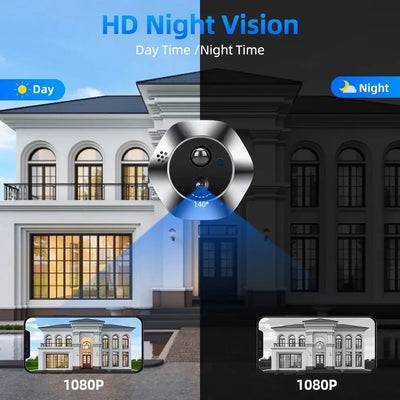 WSDCAM Mini Camera Two Way Talk Audio Doorbell Tuya Wifi Smart Video Peephole PIR Motion Detection APP Remote View by stepyours.com