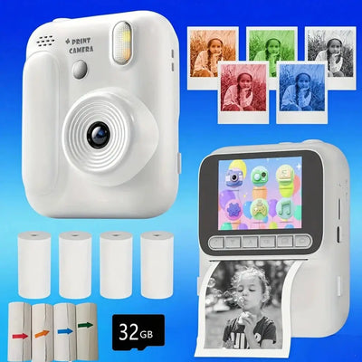 Color Printing Thermal Print Kids Instant Camera 32GB 1080P Digital Gift - stepyours.com