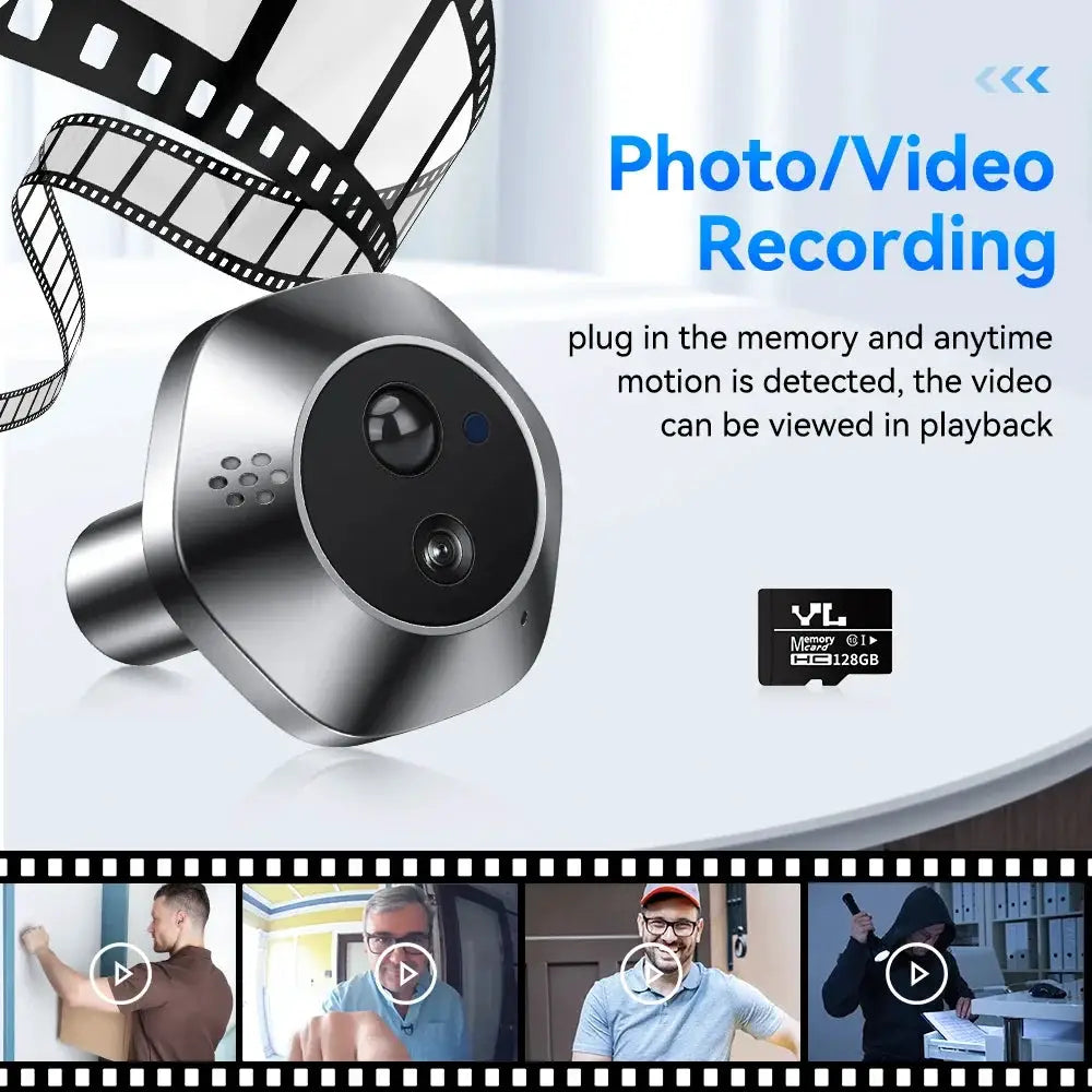 WSDCAM Mini Camera Two Way Talk Audio Doorbell Tuya Wifi Smart Video Peephole PIR Motion Detection APP Remote View by stepyours.com