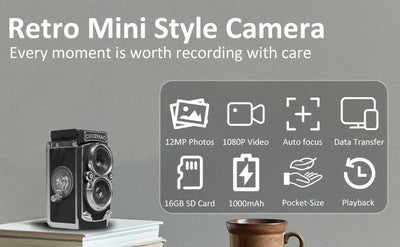 CHUZHAO Vintage Mini Digital Camera Autofocus 12MP 1080P FHD Vlogging Portable - stepyours.com