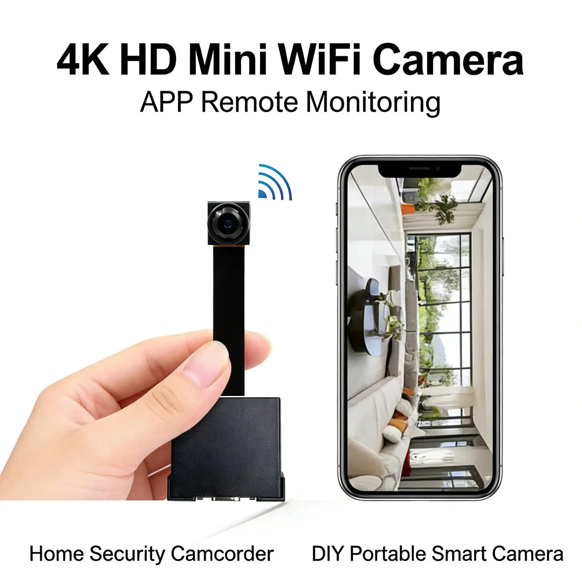Upgraded Version 4K HD Mini WiFi Camera Supports Remote Viewing Motion Detection Home Nanny Style DIY Camera Supports SD Card