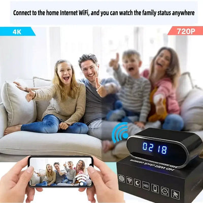 Improved 4KHD mini WiFi clock camera, supporting remote viewing, motion detection, infrared night vision, and home mini camera by stepyours.com