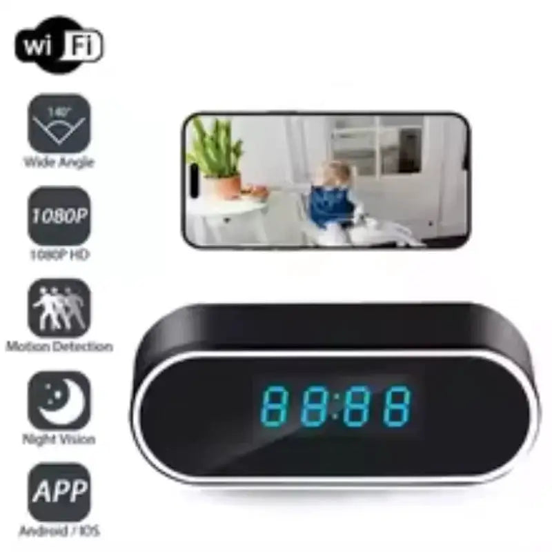 HD 1080P Alarm Clock Mini Camera Remote Wireless Wifi Control IR Night Vision View DVR Camcorder Home Indoor Monitor Video