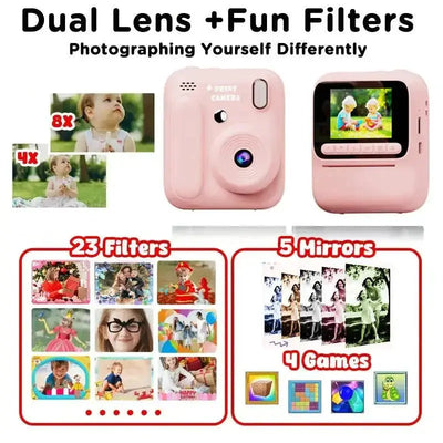 Color Printing Thermal Print Kids Instant Camera 32GB 1080P Digital Gift - stepyours.com