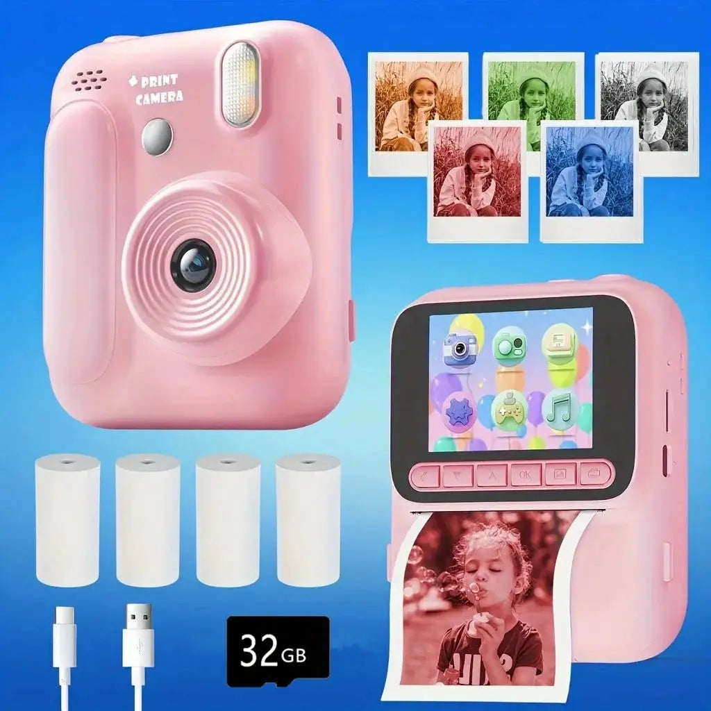 Color Printing Thermal Print Kids Instant Camera 32GB 1080P Digital Gift - stepyours.com
