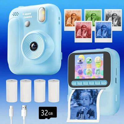 Color Printing Thermal Print Kids Instant Camera 32GB 1080P Digital Gift - stepyours.com