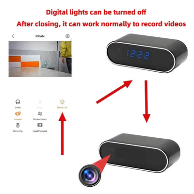 Improved 4KHD mini WiFi clock camera, supporting remote viewing, motion detection, infrared night vision, and home mini camera by stepyours.com