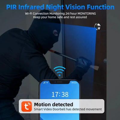 WSDCAM Mini Camera Two Way Talk Audio Doorbell Tuya Wifi Smart Video Peephole PIR Motion Detection APP Remote View by stepyours.com
