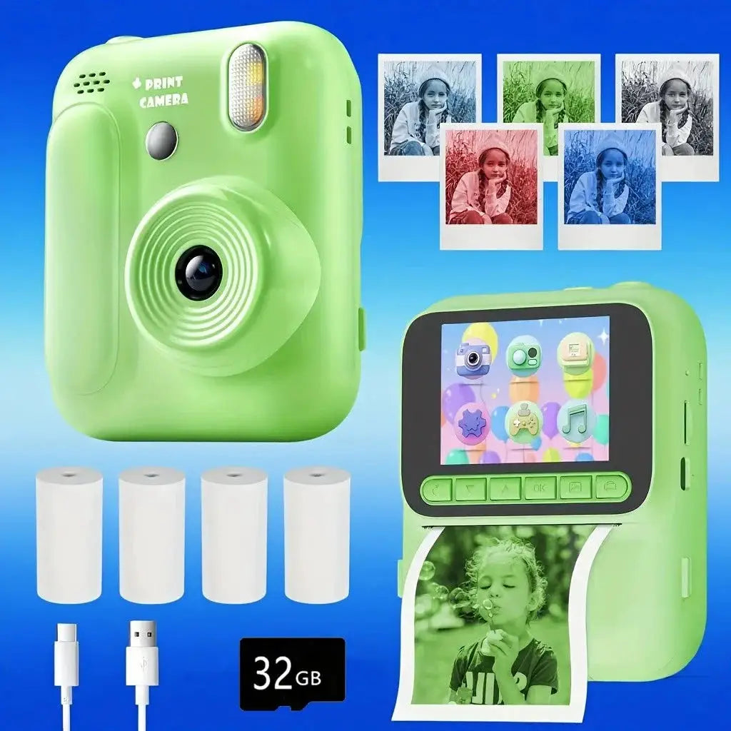 Color Printing Thermal Print Kids Instant Camera 32GB 1080P Digital Gift - stepyours.com
