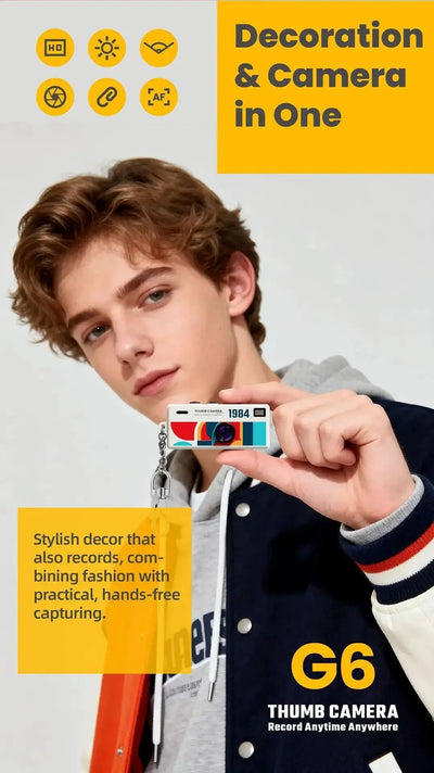 Chegit Thumb Keychain Camera 0.96Inch Mini 1080P Video Recorder Grab Moments