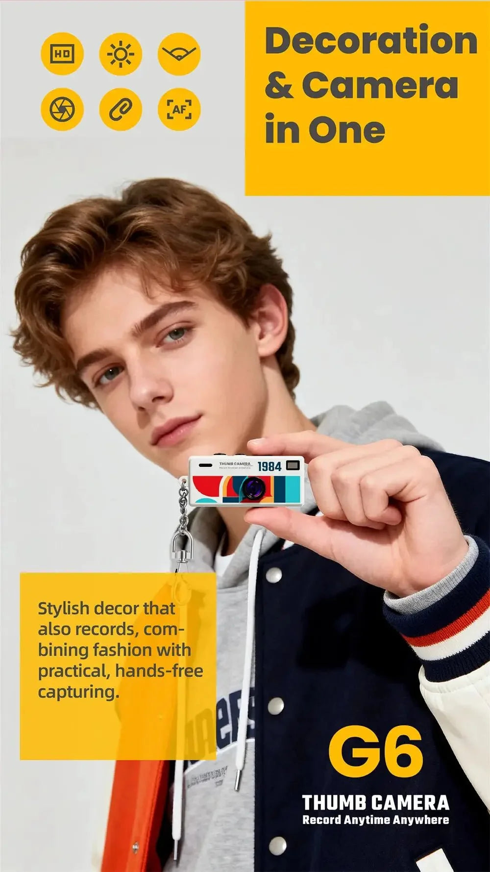 G6 Retro Mini Keychain Camera 1080P HD Recorder 130 Degree Ultra Wide Angle