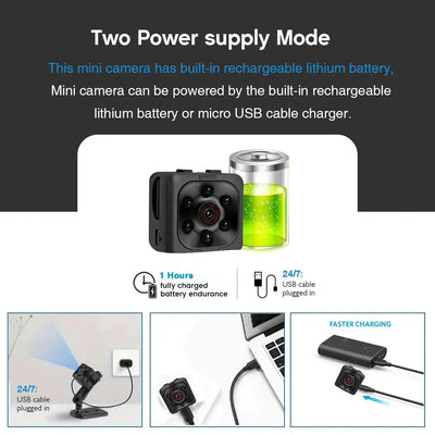 Mini 1080P Nanny Cam Night Vision Motion Activated Indoor Outdoor Security