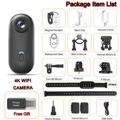 Pocket 4K Mini Camera Magnetic Vlog For Outdoor Action Waterproof Bodycam