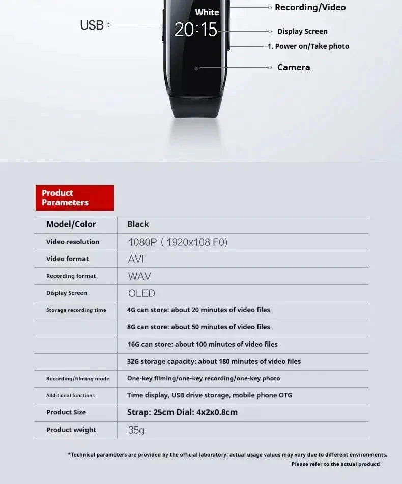 Weimi 1080P Mini Camera Wristwatch Discreet Unobtrusive Recording for Daily Wear