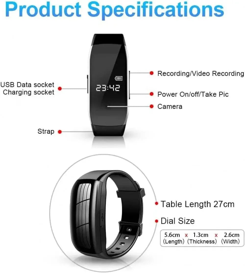 Weimi 1080P Mini Camera Wristwatch Discreet Unobtrusive Recording for Daily Wear